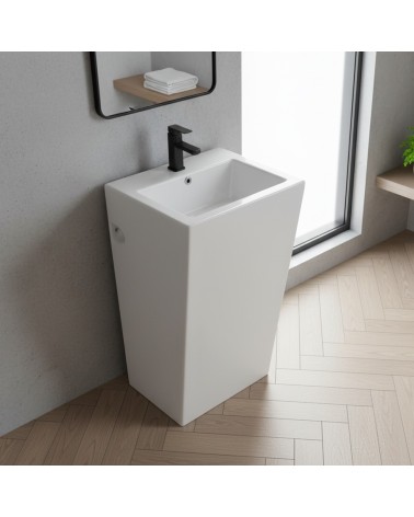 Lavabo freestanding LAV303 in ceramica 53x46.5x86.5 cm bianco