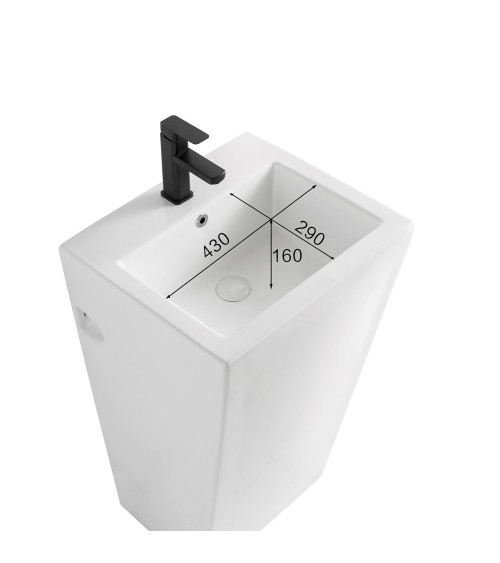 Lavabo freestanding LAV303 in ceramica 53x46.5x86.5 cm bianco
