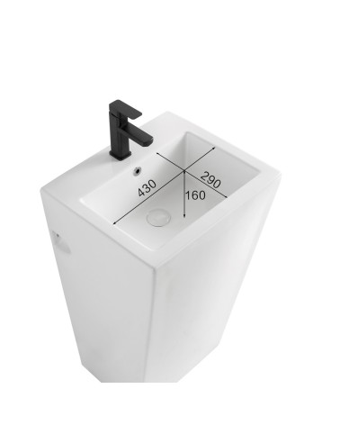 Lavabo freestanding LAV303 in ceramica 53x46.5x86.5 cm bianco