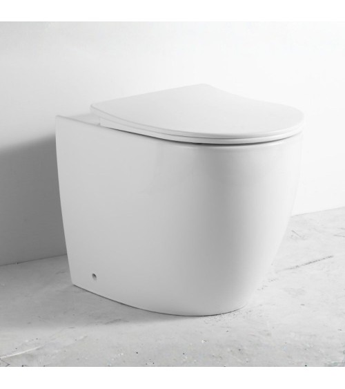 WC filo muro FT53A a pavimento in ceramica 52.5x37x41H cm. bianco