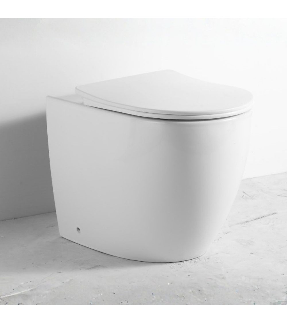 WC filo muro FT53A a pavimento in ceramica 52.5x37x41H cm. bianco