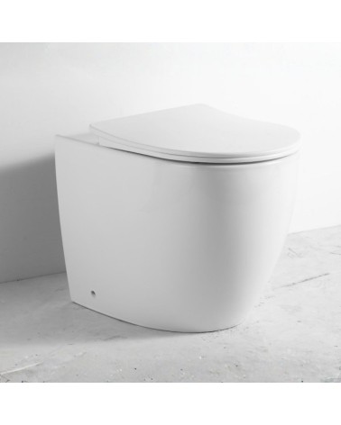 WC filo muro FT53A a pavimento in ceramica 52.5x37x41H cm. bianco
