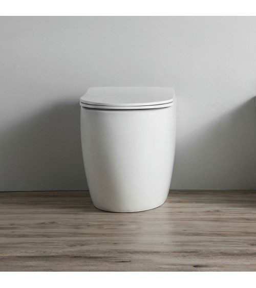 WC filo muro FT53A a pavimento in ceramica 52.5x37x41H cm. bianco