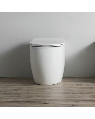 WC filo muro FT53A a pavimento in ceramica 52.5x37x41H cm. bianco