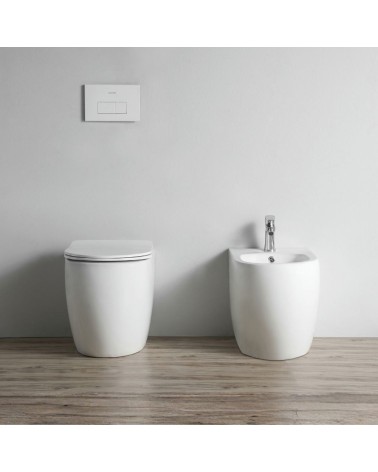 WC filo muro FT53A a pavimento in ceramica 52.5x37x41H cm. bianco