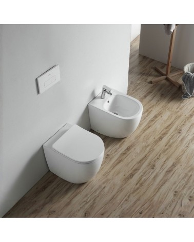 WC filo muro FT53A a pavimento in ceramica 52.5x37x41H cm. bianco