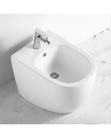 Bidet a pavimento filo muro FB53B in ceramica 52.5x37x41H cm bianco