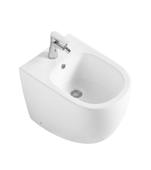 Bidet a pavimento filo muro FB53B in ceramica 52.5x37x41H cm bianco
