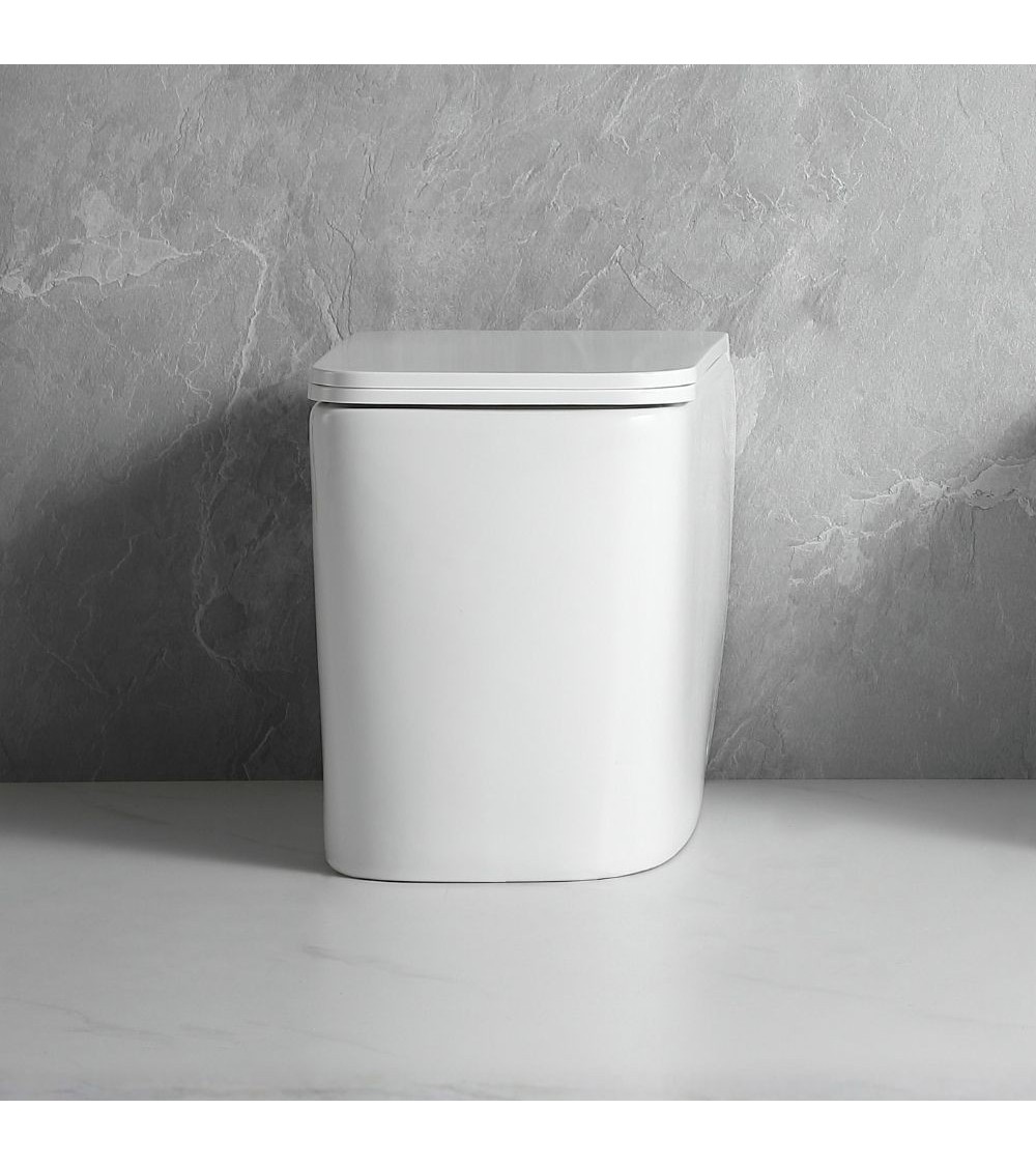 WC filo muro FT54D a pavimento in ceramica bianco 54x36x42H cm.