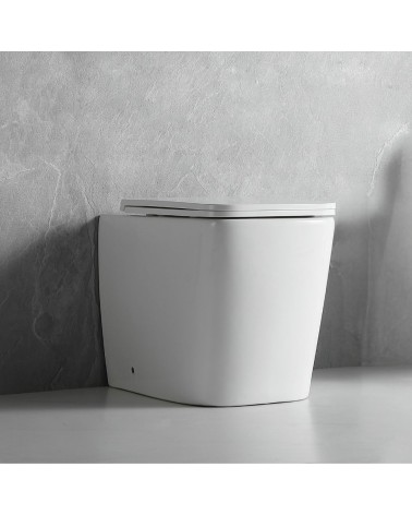 WC filo muro FT54D a pavimento in ceramica bianco 54x36x42H cm.