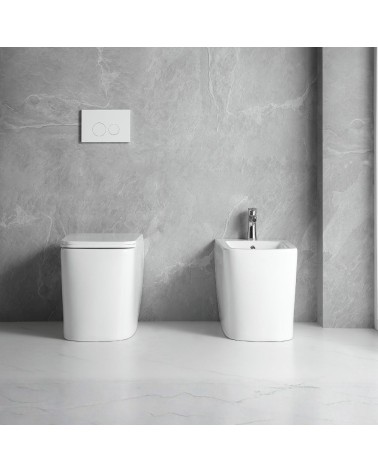 WC filo muro FT54D a pavimento in ceramica bianco 54x36x42H cm.