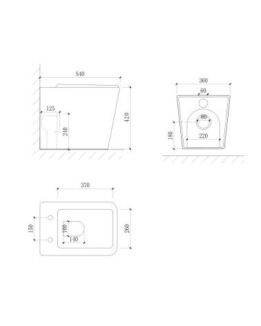 WC filo muro FT54D a pavimento in ceramica bianco 54x36x42H cm.