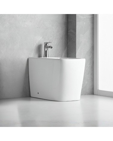 Bidet a pavimento filo muro FB54D in ceramica 54x36x42H cm bianco