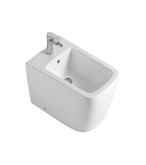 Bidet a pavimento filo muro FB54D in ceramica 54x36x42H cm bianco