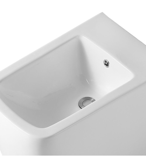Bidet a pavimento filo muro FB54D in ceramica 54x36x42H cm bianco
