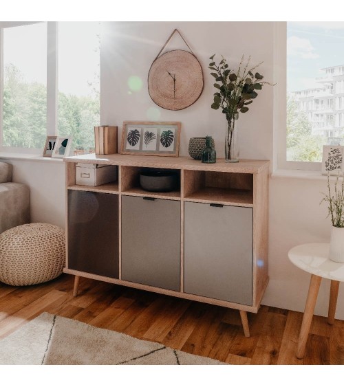 Credenza Epik 51 rovere antracite grigio 3 ante 120x40x88,3