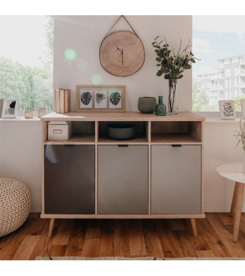 Credenza Epik 51 rovere antracite grigio 3 ante 120x40x88,3