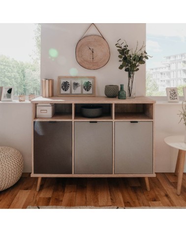 Credenza Epik 51 rovere antracite grigio 3 ante 120x40x88,3