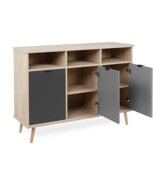 Credenza Epik 51 rovere antracite grigio 3 ante 120x40x88,3