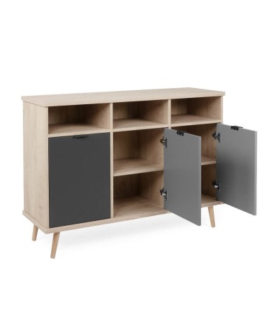 Credenza Epik 51 rovere antracite grigio 3 ante 120x40x88,3