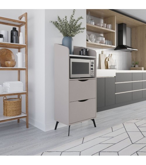Mobile multiuso Gorki con cassetti tortora e ripiano bianco