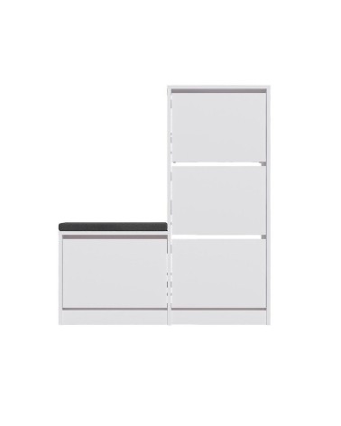 Scarpiera con panca Dude con 4 ante a ribalta colore bianco