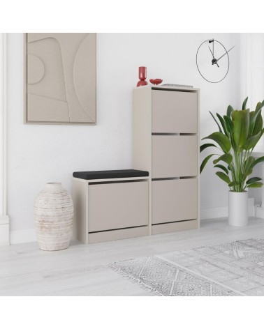 Scarpiera con panca Dude con 4 ante a ribalta colore cashmere