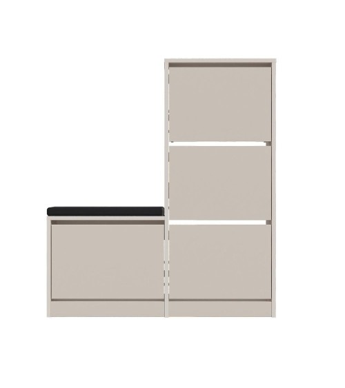 Scarpiera con panca Dude con 4 ante a ribalta colore cashmere
