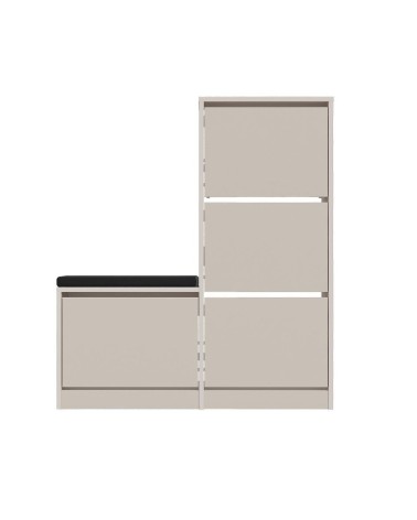 Scarpiera con panca Dude con 4 ante a ribalta colore cashmere