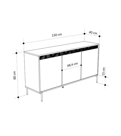 Madia Mott 150 cm. con 3 ante cashmere e dettaglio decorativo