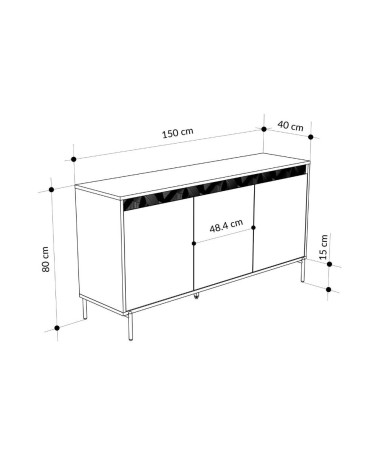 Madia Mott 150 cm. con 3 ante cashmere e dettaglio decorativo