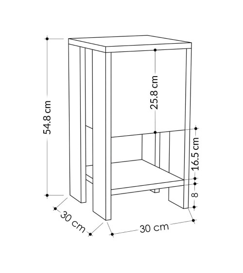 Comodino Ema hitit noce con anta ribalta 30x30x55h