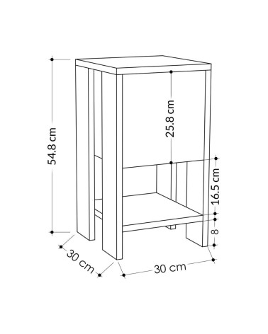 Comodino Ema hitit noce con anta ribalta 30x30x55h