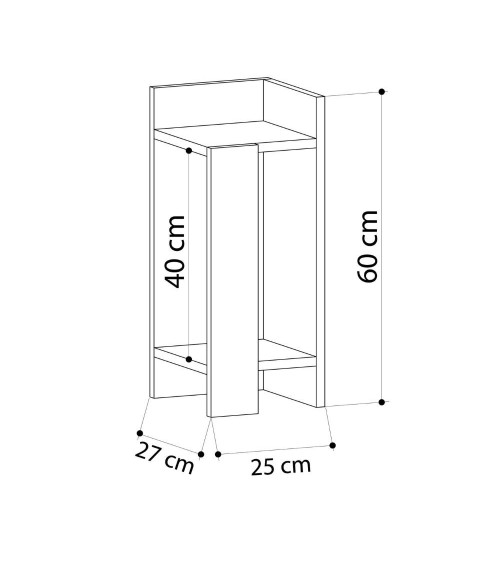 Tavolino comodino di design Elos 27x25x60h colore nero destro