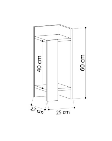 Tavolino comodino di design Elos 27x25x60h colore nero destro