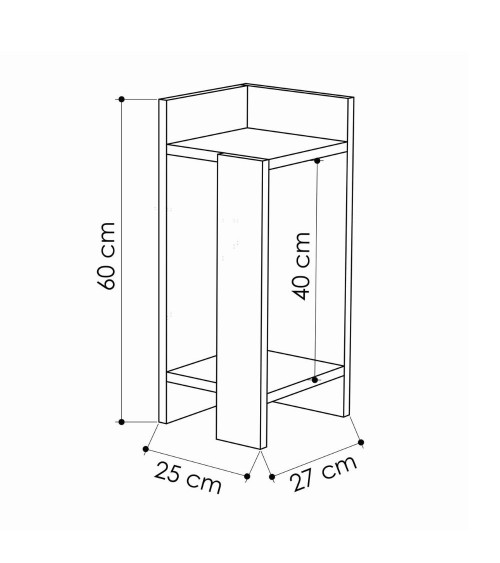 Tavolino comodino di design Elos 27x25x60h colore nero sinistro