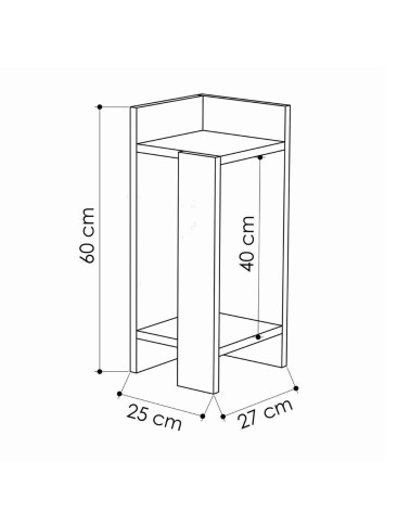 Tavolino comodino di design Elos 27x25x60h colore nero sinistro