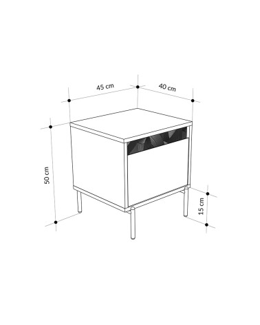 Comodino Mott con cassetto tortora e dark coffee con dettaglio decorativo