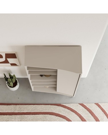 Libreria Frem con anta e 6 nicchie a giorno colore cashmere