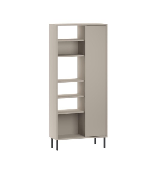 Libreria Frem con anta e 6 nicchie a giorno colore cashmere