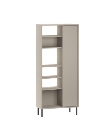 Libreria Frem con anta e 6 nicchie a giorno colore cashmere
