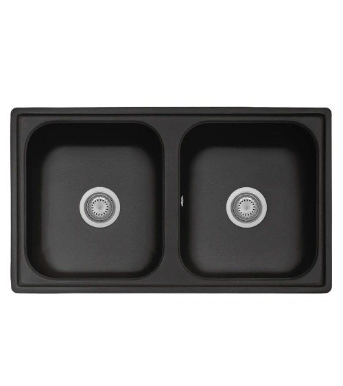 Samet Lavello 86x50 Granitovero862vnep 2 vasche nero