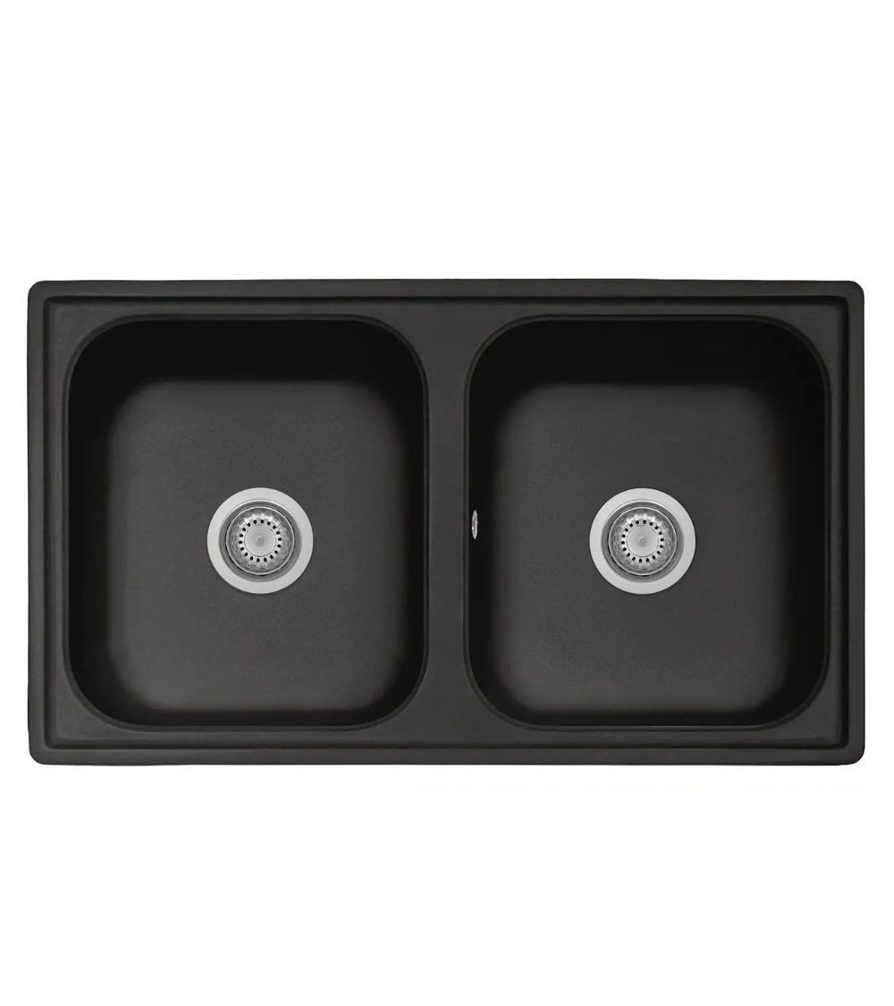 Samet Lavello 86x50 Granitovero862vnep 2 vasche nero