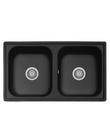 Samet Lavello 86x50 Granitovero862vnep 2 vasche nero