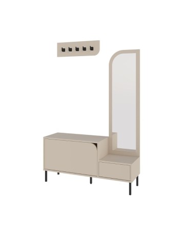 Mobile ingresso Mila con scarpiera ganci appendi abito e specchio colore cashmere