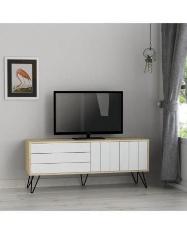 Mobile porta tv Picadilly struttura colore rovere con 2 ante a ribalta colore bianco
