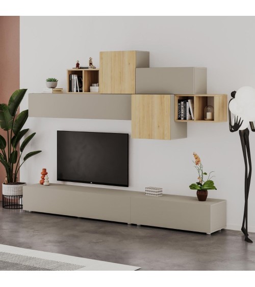 Parete attrezzata Tromen 260 cm. cashmere e rovere MTV234479
