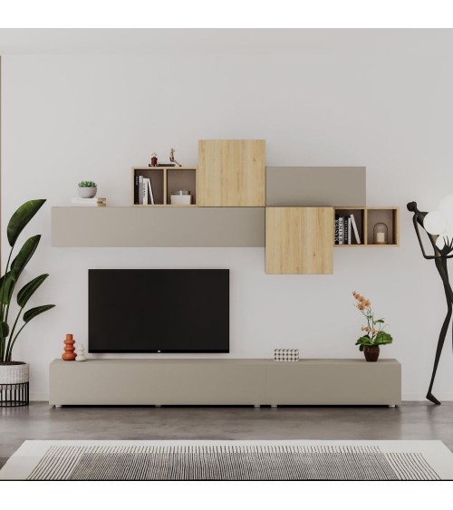 Parete attrezzata Tromen 260 cm. cashmere e rovere MTV234479