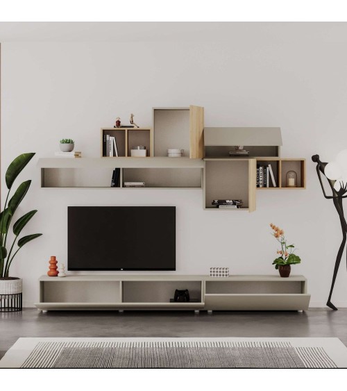Parete attrezzata Tromen 260 cm. cashmere e rovere MTV234479