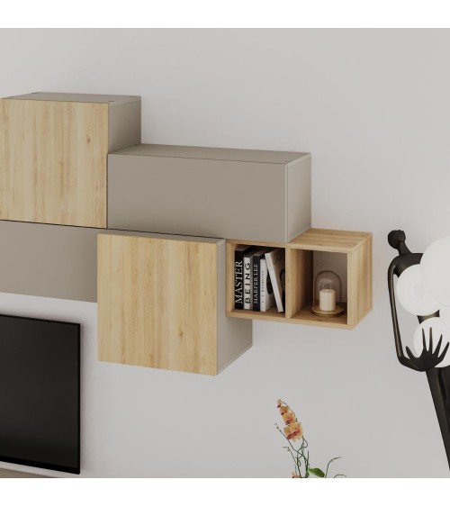Parete attrezzata Tromen 260 cm. cashmere e rovere MTV234479